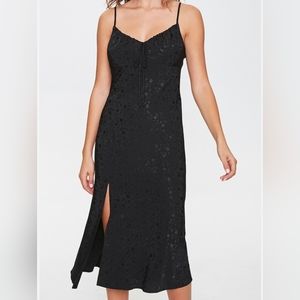 Forever 21 Black Slip Midi Dress with Side Slit